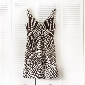 MILLY Brown White Cocktail Polka Dot Dress 0 XS